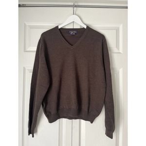 Brooks Brothers Marino Wool V-Neck Brown Sweater Size Medium